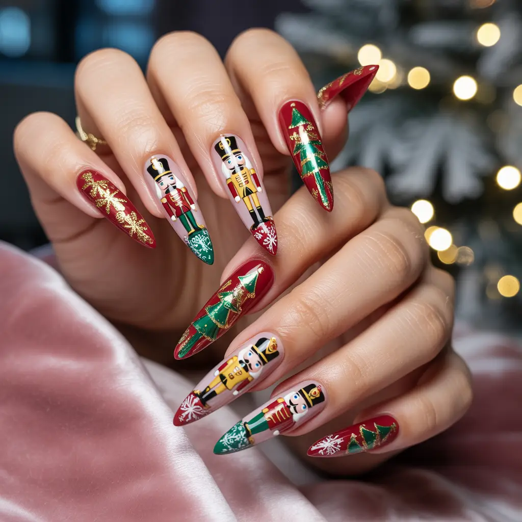 Nutcracker-Themed Nails