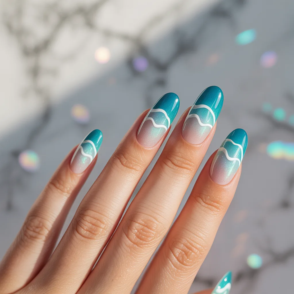 Ocean Wave Ombre Nails