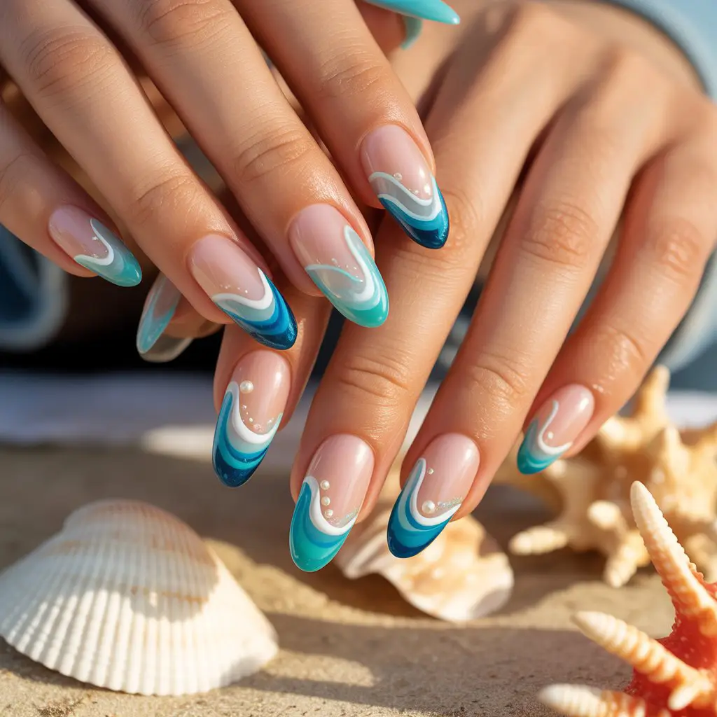 Ocean Wave Tip Nails