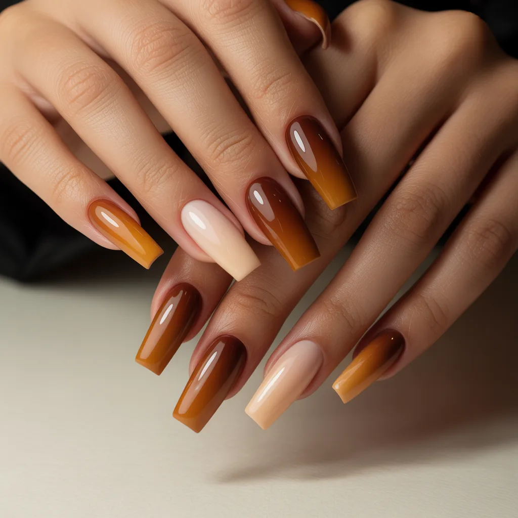 Ochre Ombre Nails