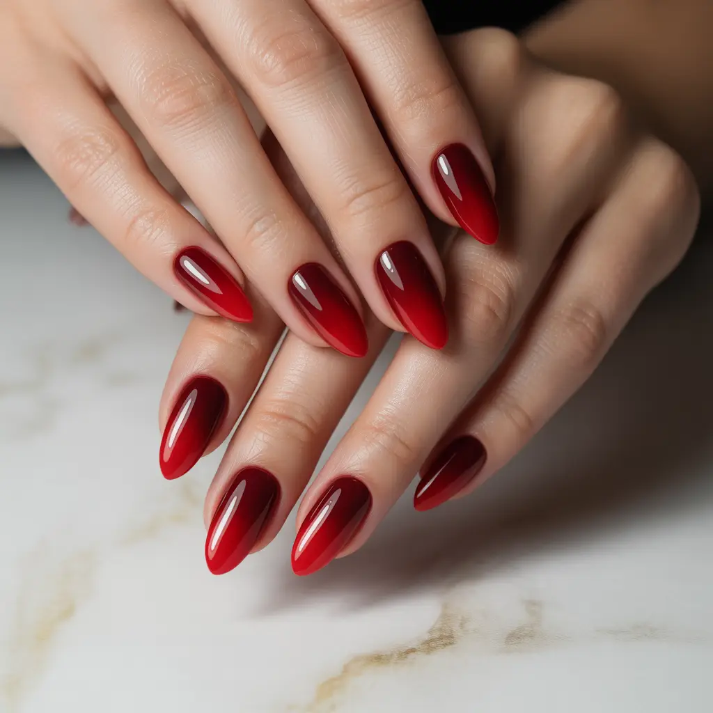Ombre Red Gel Nails