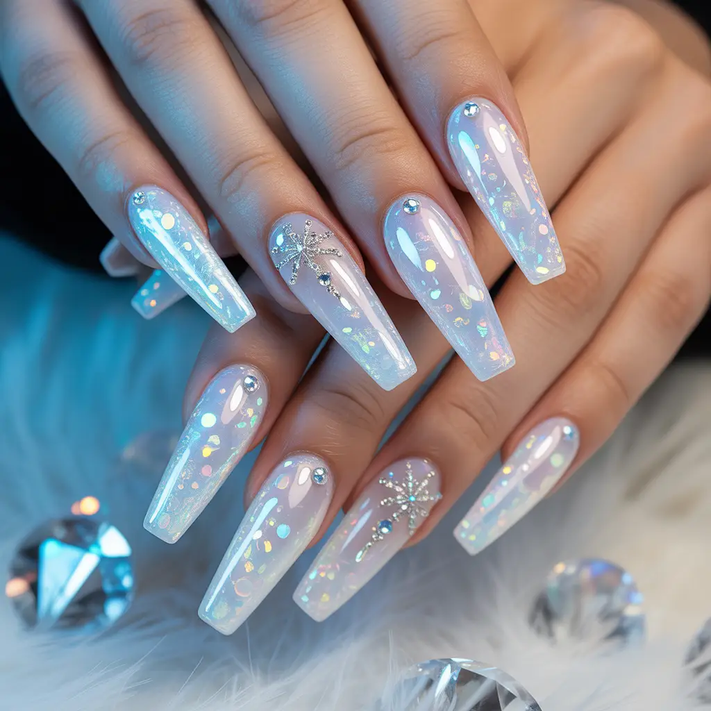 Opal Winter Spark Nails