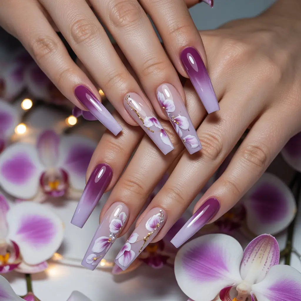 Orchid Mist Ombre Nails
