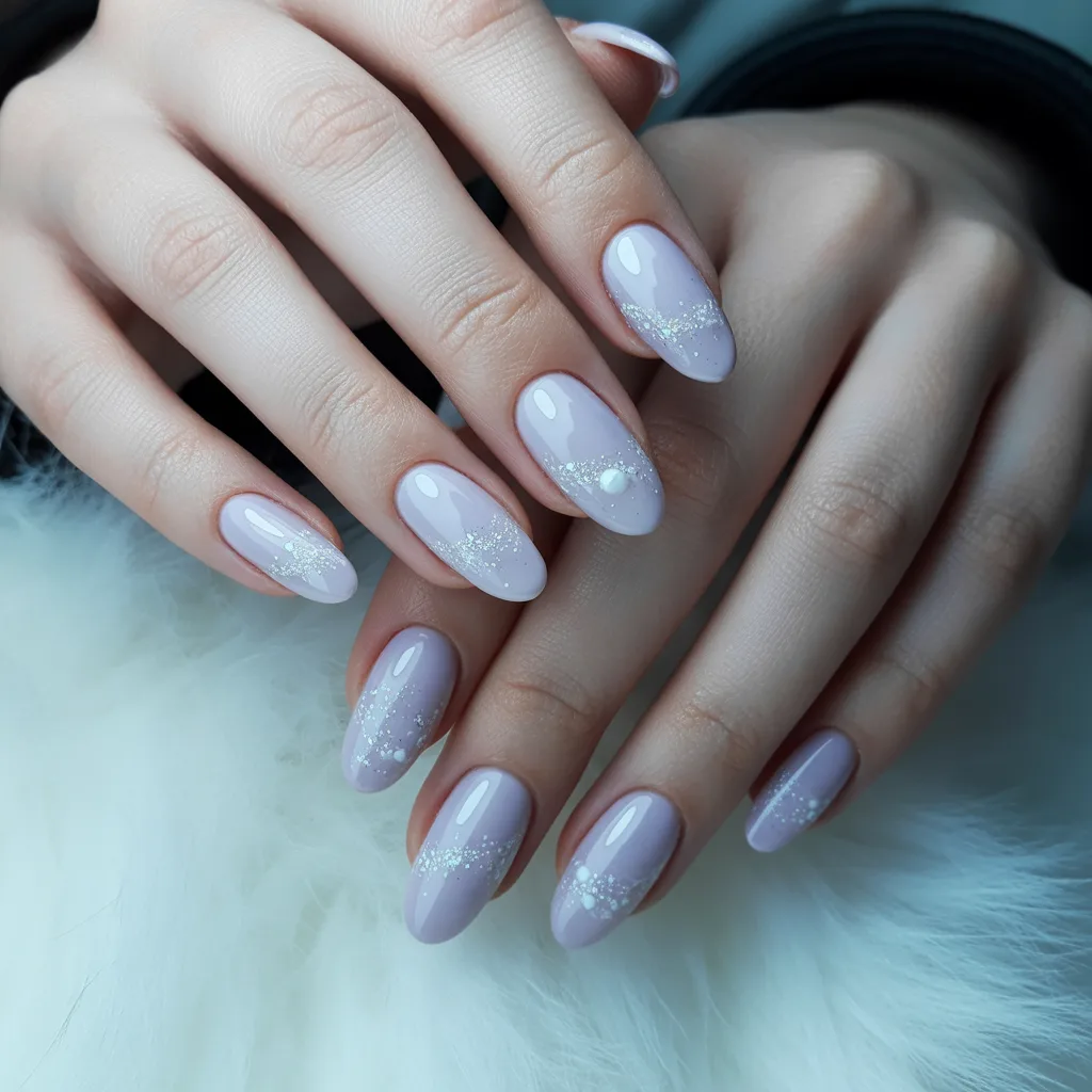 Pale Lavender Snow Mist Nails