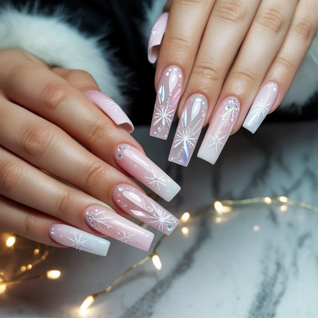 Pastel Pink Ice Crystals Nail