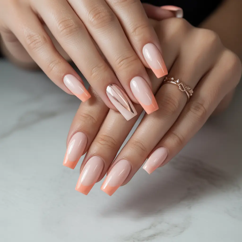 Peach Blush Dip nails