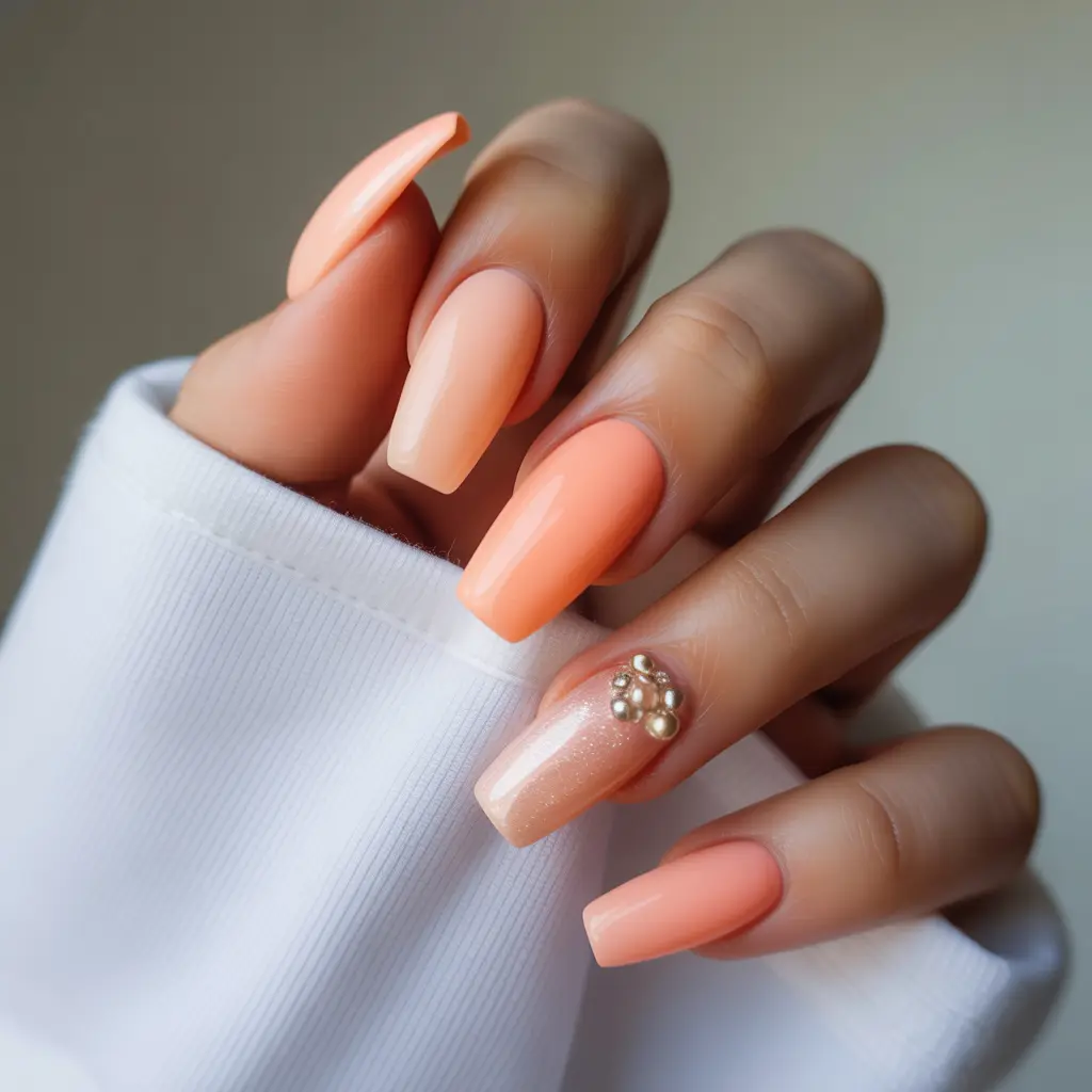 Peach Sorbet Coffin Nails
