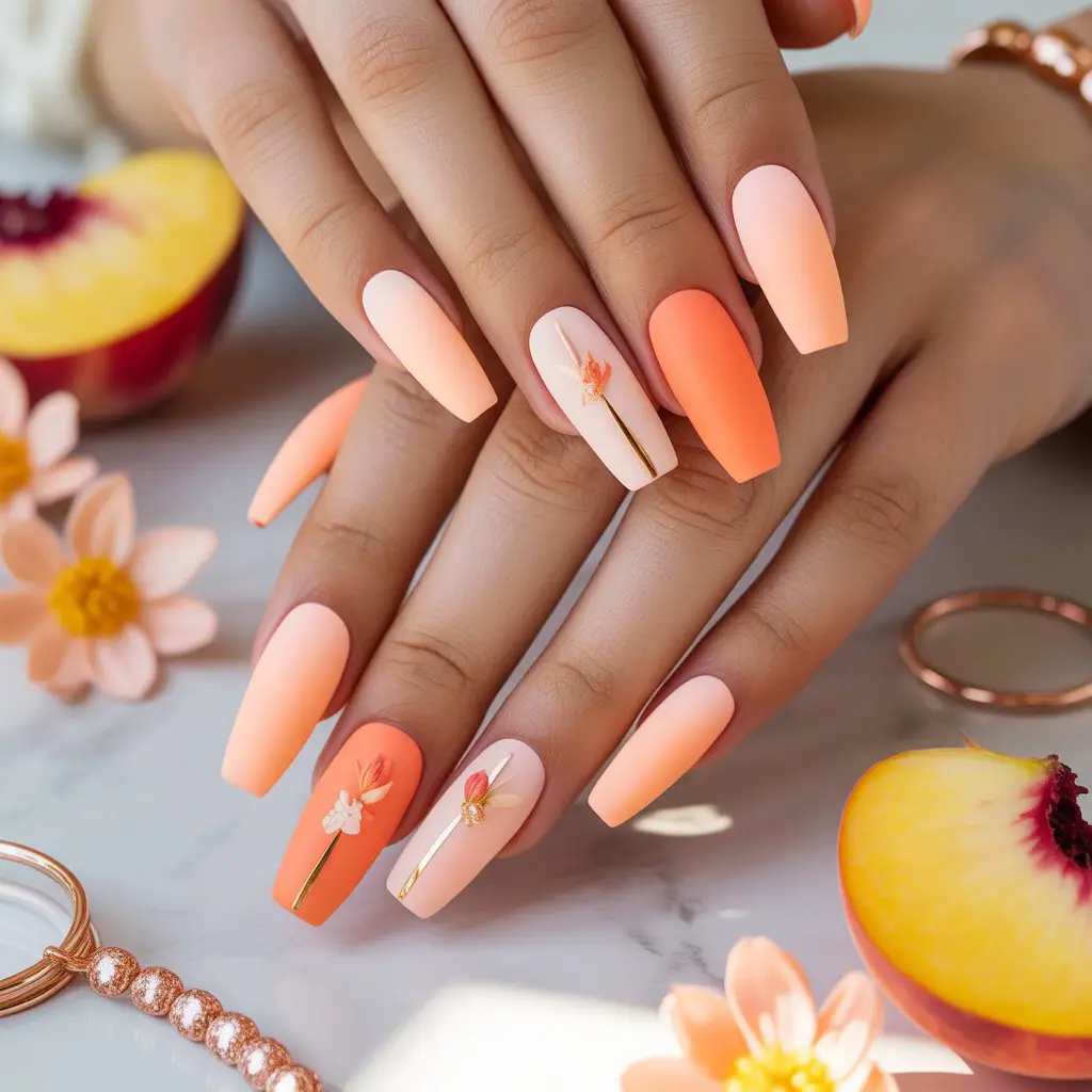 Peach Sorbet Matte Nails