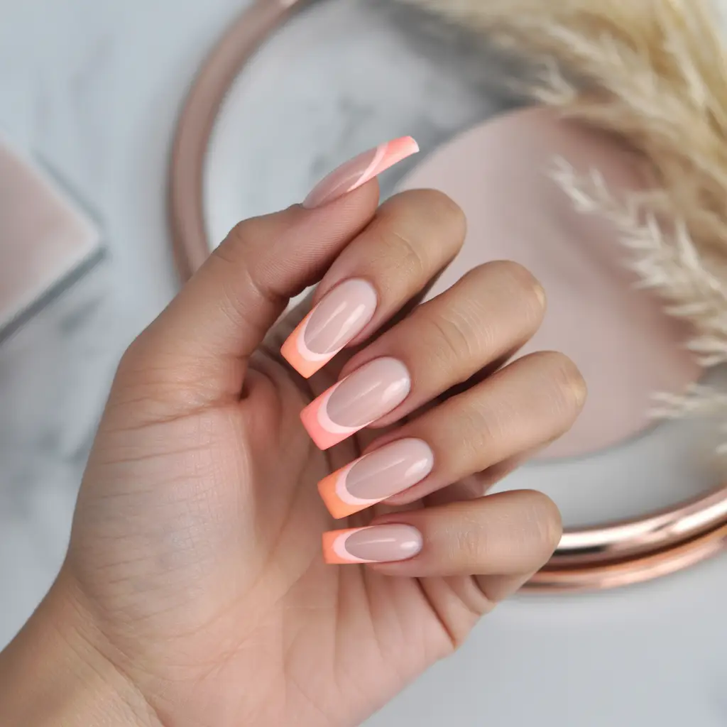 Peachy Pastel French Tips Nail