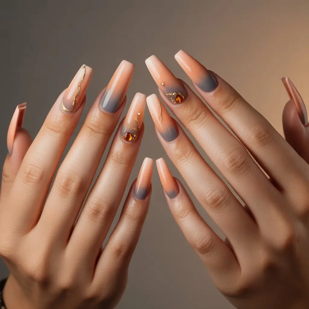 Peachy Smoke Flush Nails