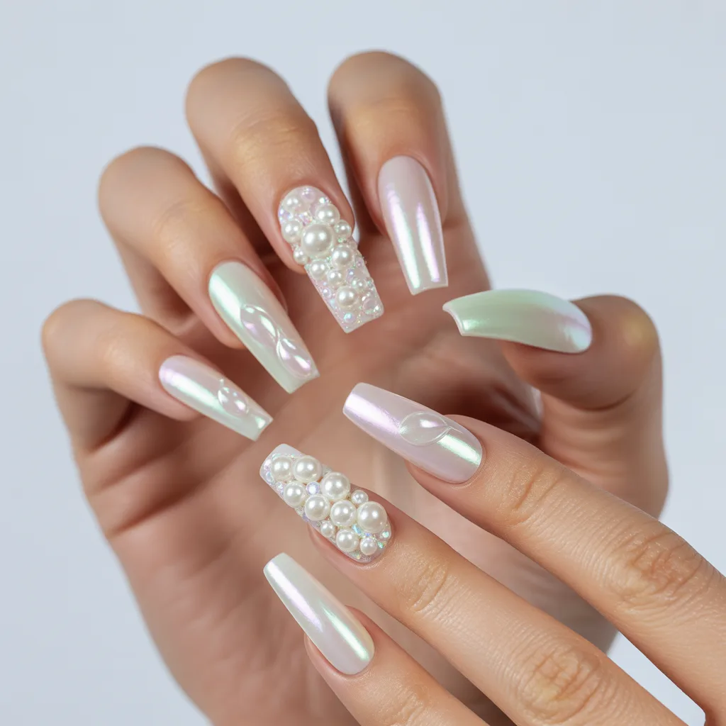 Pearl Dewdrop Nails