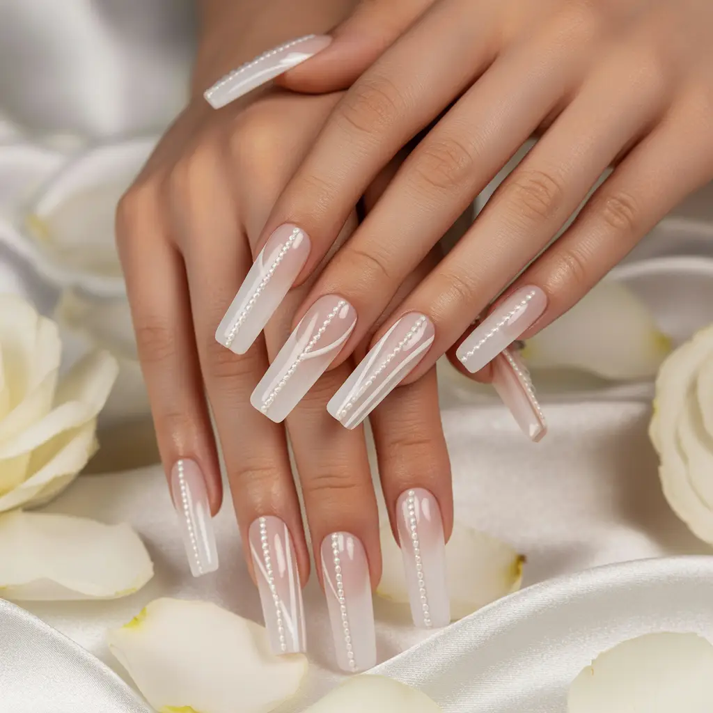Pearl Stripe Minimal Nails