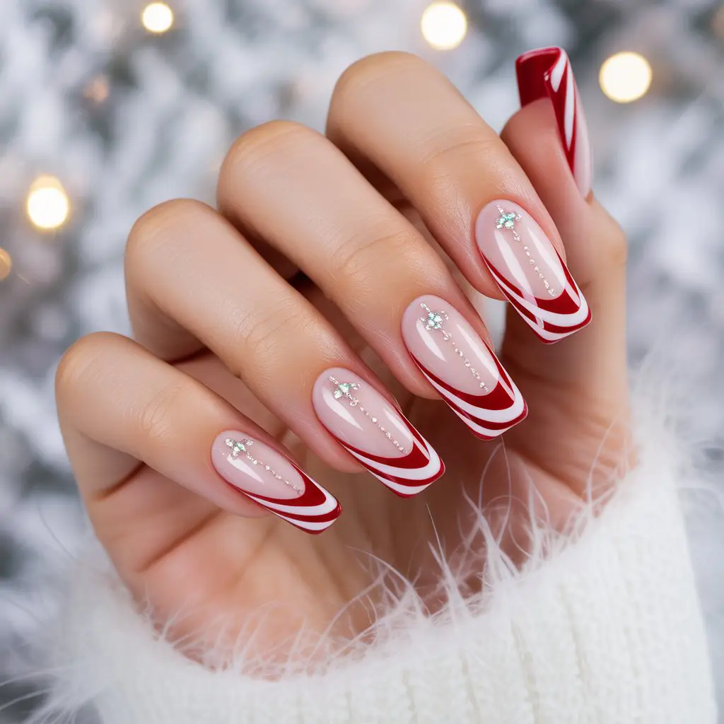 Peppermint French Acrylics Nails