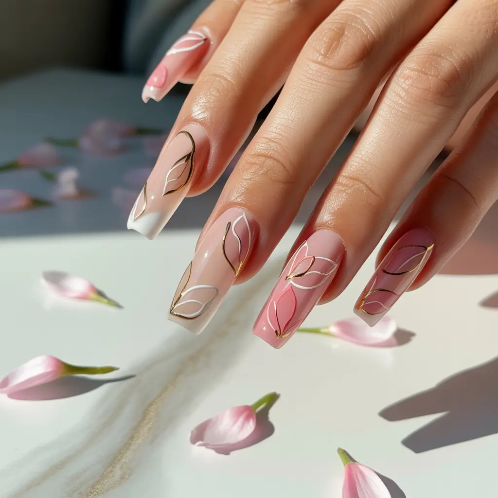 Petal Outline Nails