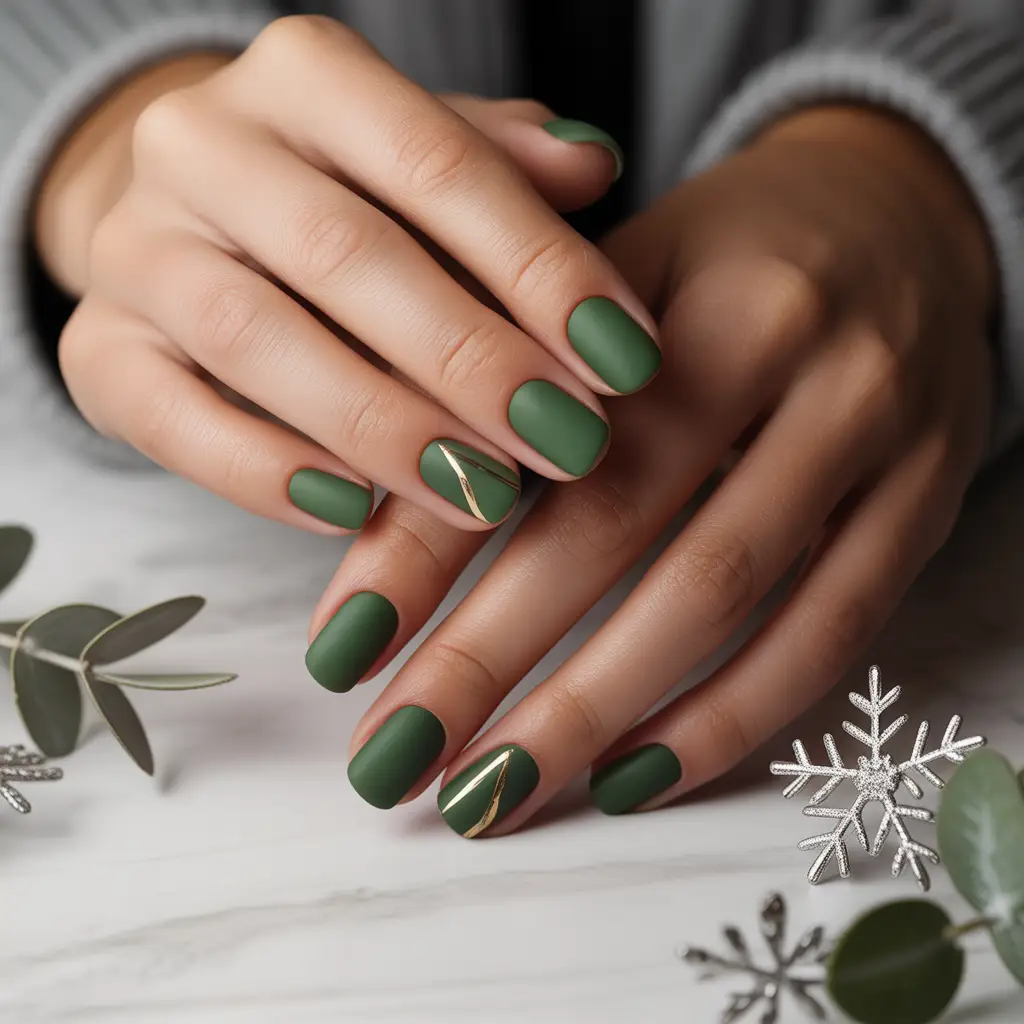 Pine Forest Green Nails