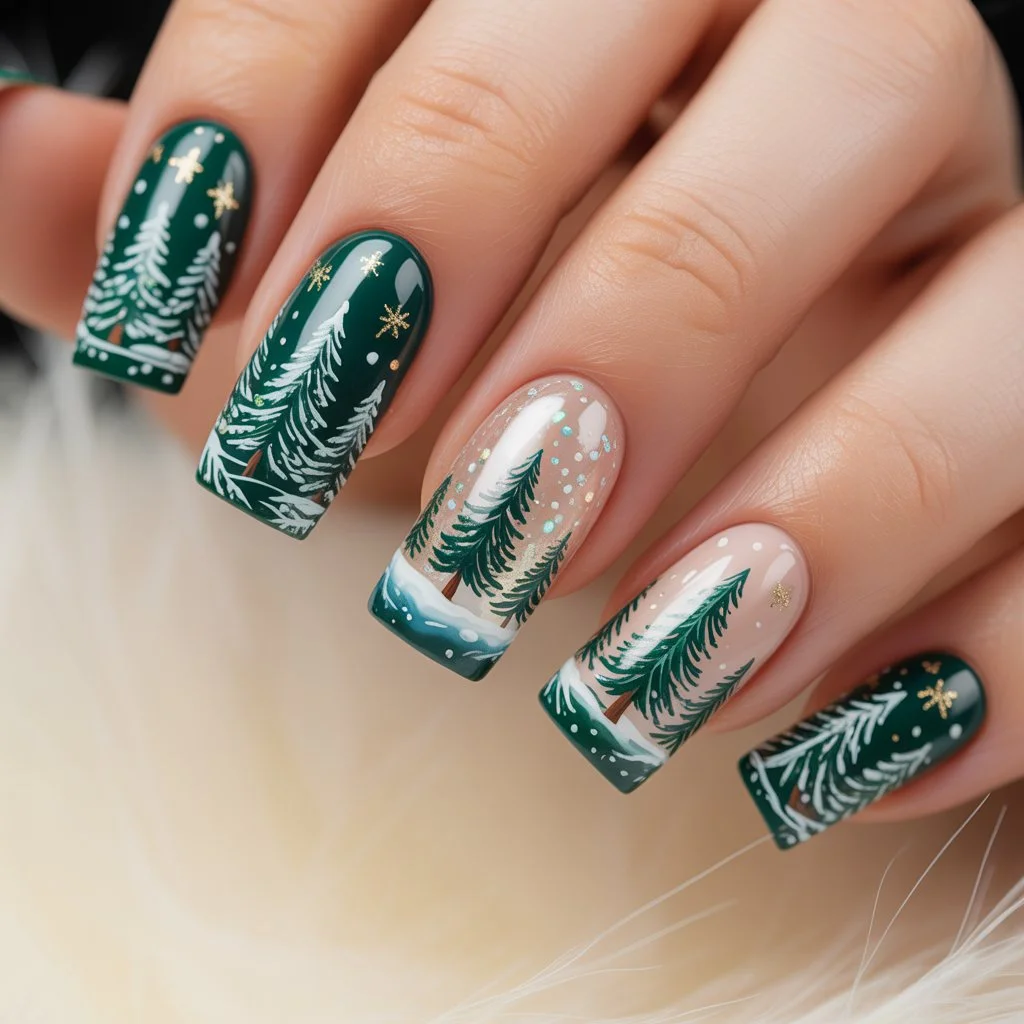 Pine Forest Tiny Tree Nails