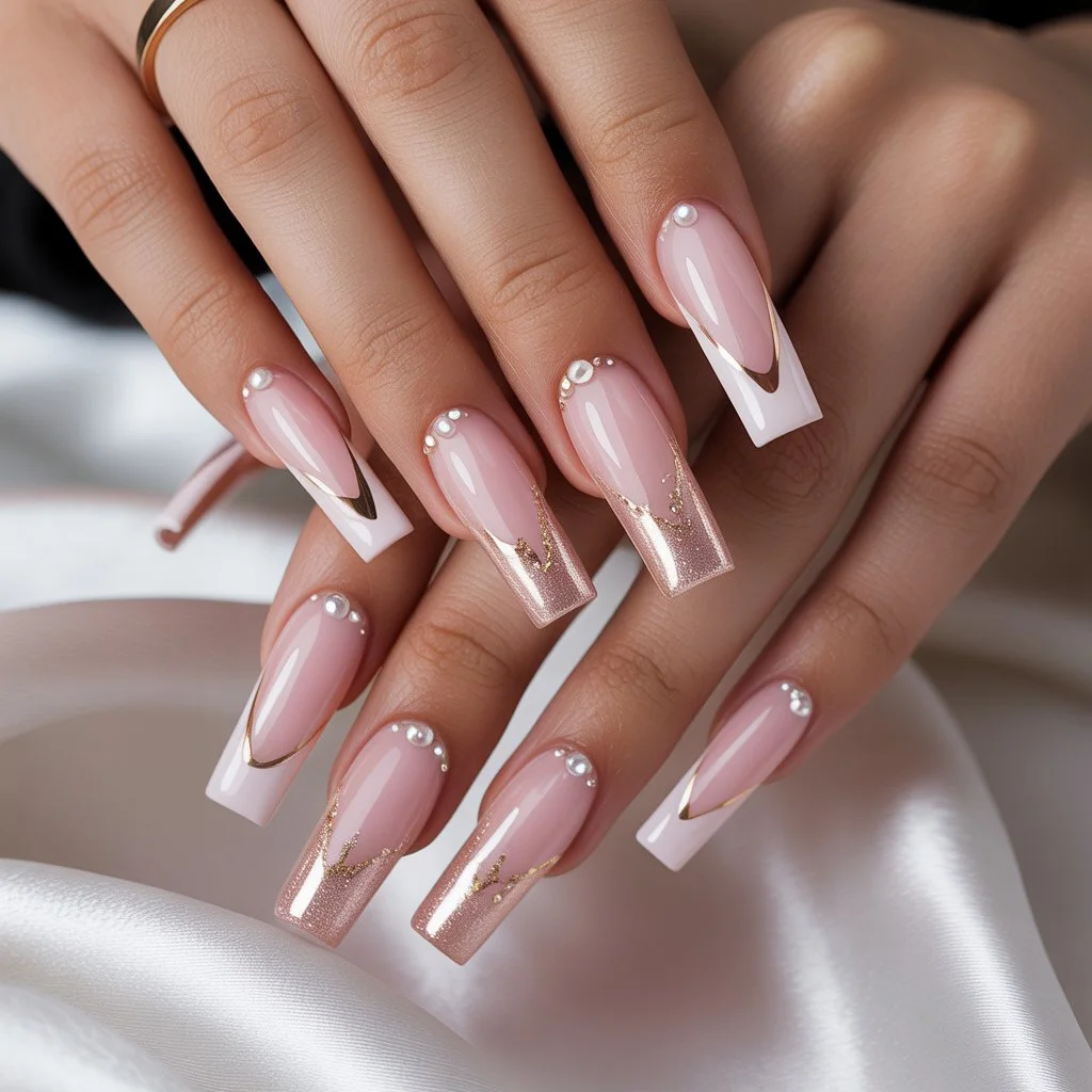 Pink Champagne Glow Nails