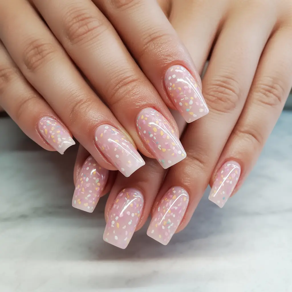 Pink Confetti Sprinkle Nails