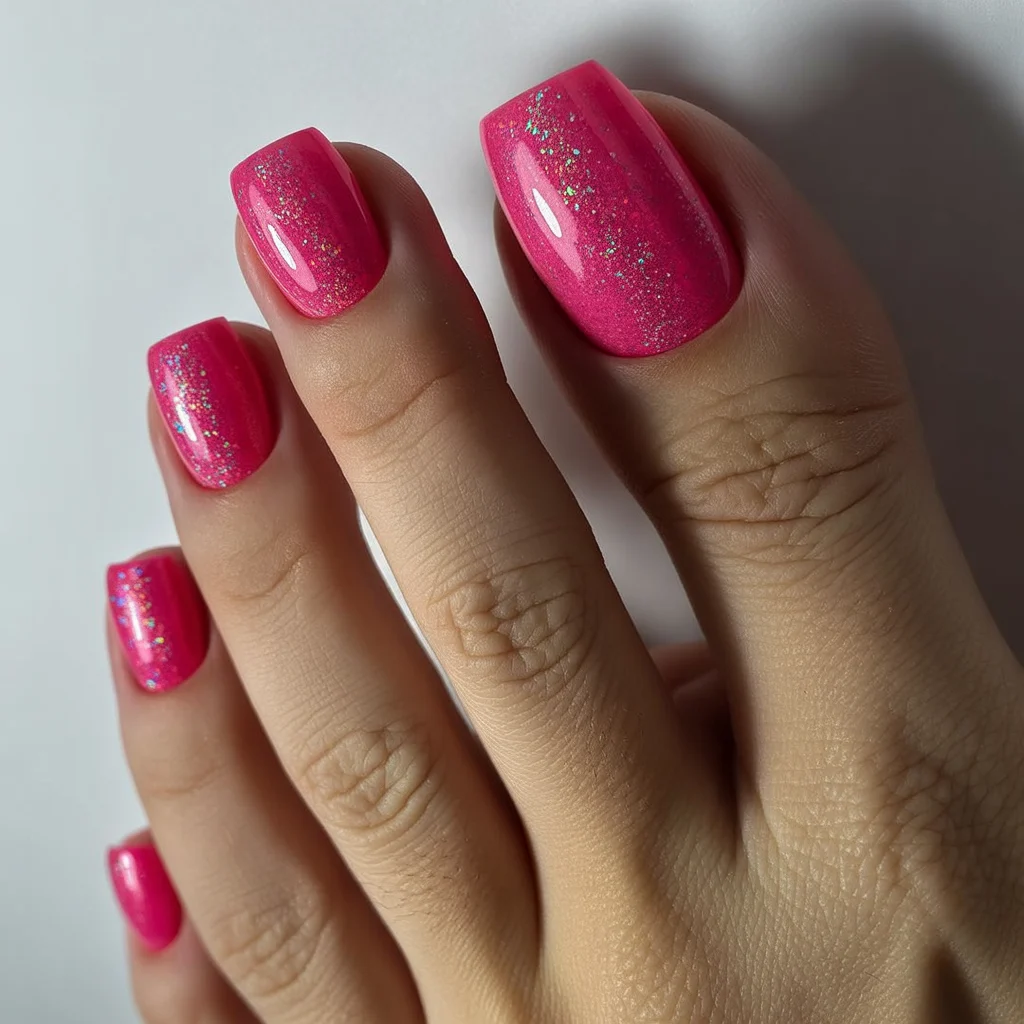Pink Glitter Glow Toes Nail