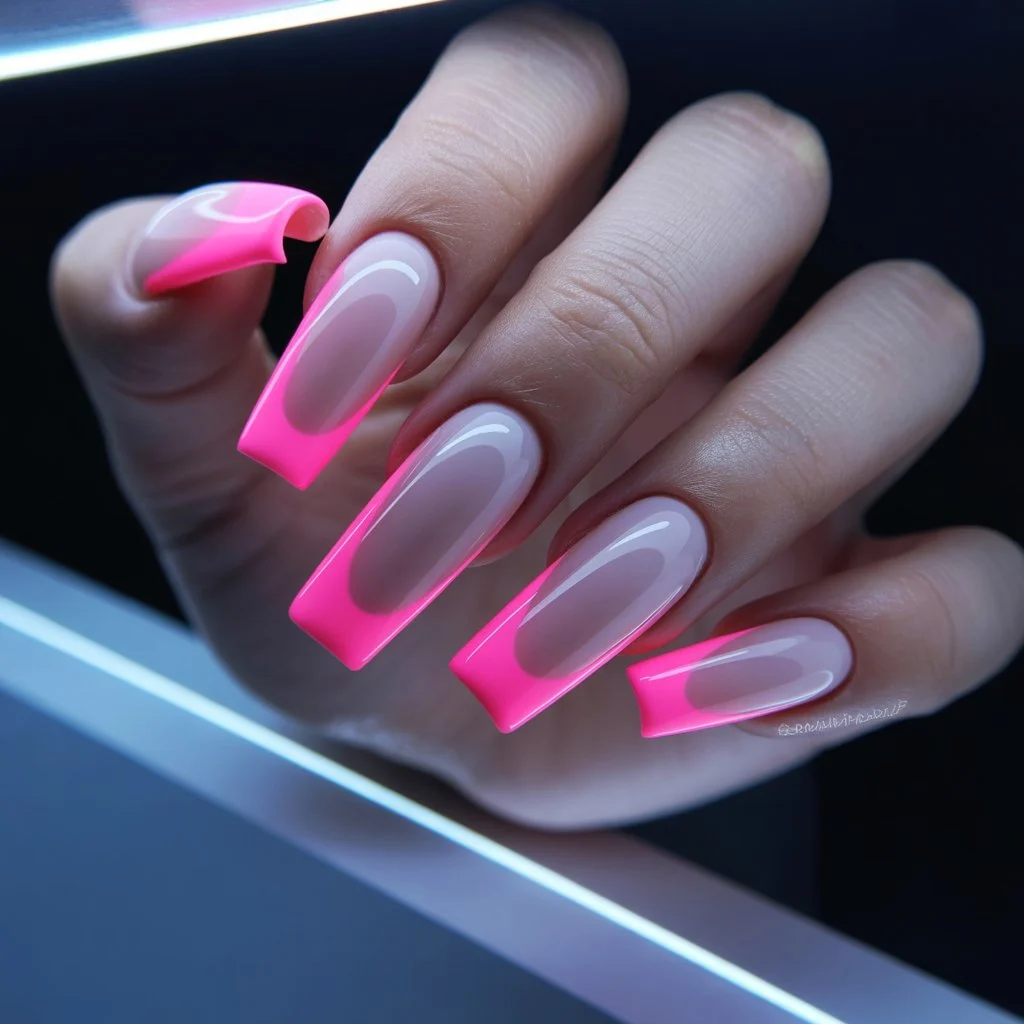 Pink Glow Neon Tips