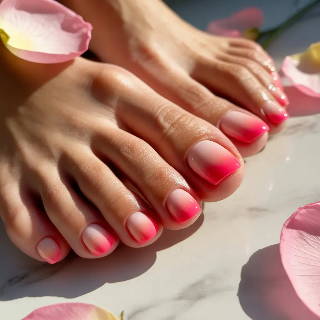 Pink Sunset Ombre Toes Nail