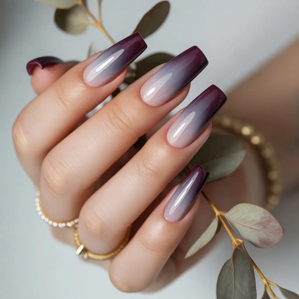 Plum Smoke Gradient Nails