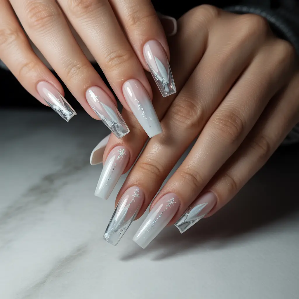 Polar Glass Ombre Nails