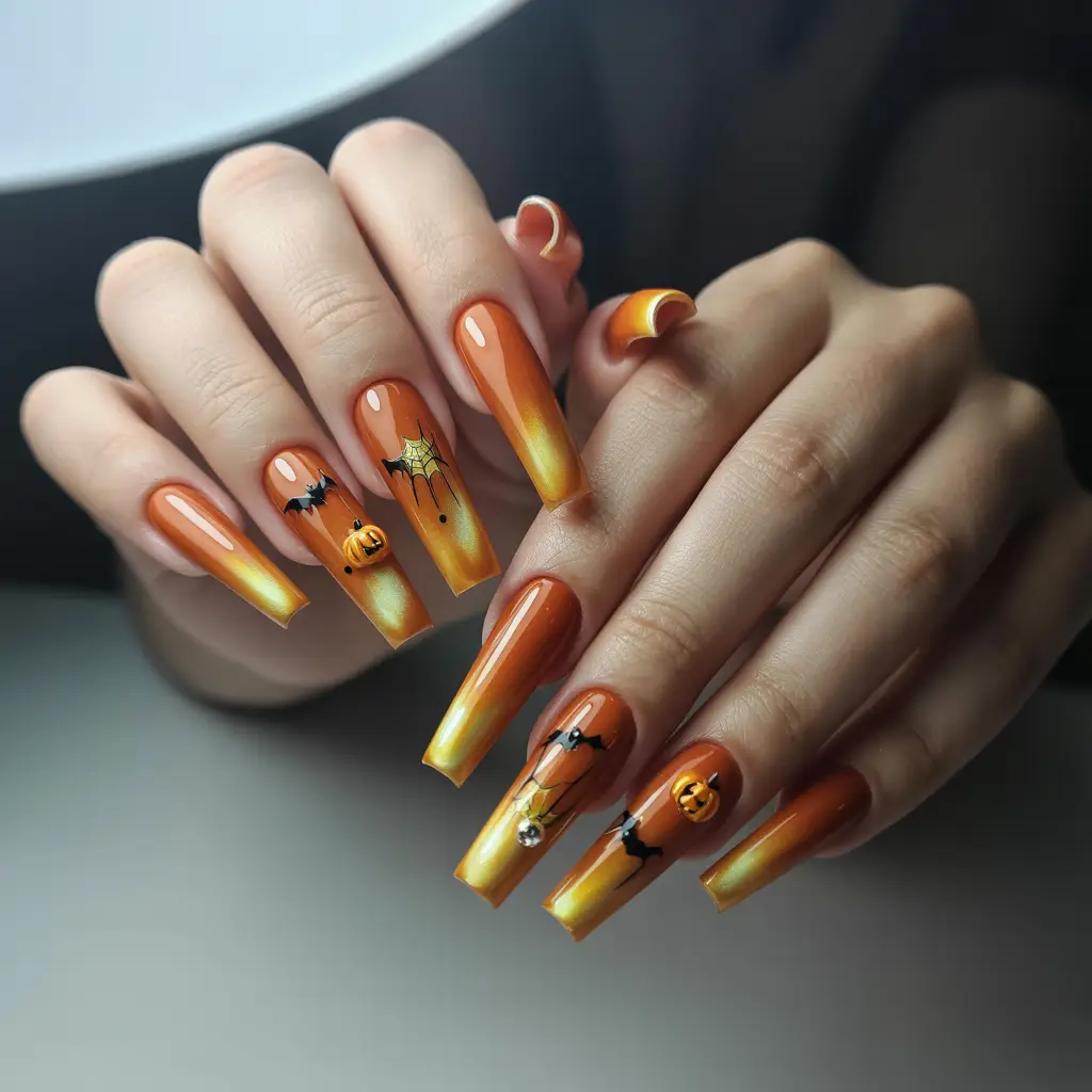 Pumpkin Aura Glow Nails