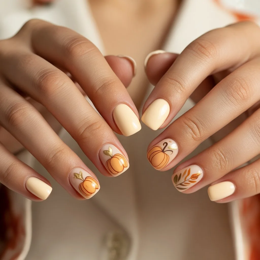 Pumpkin Cream Accent Nail