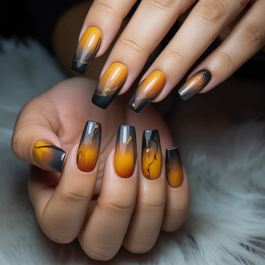 Pumpkin Smoke Fade Nails