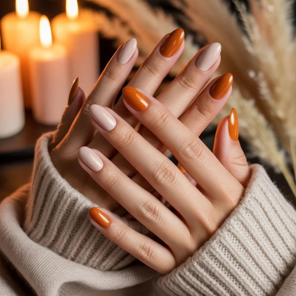 Pumpkin Spice Accent Nails