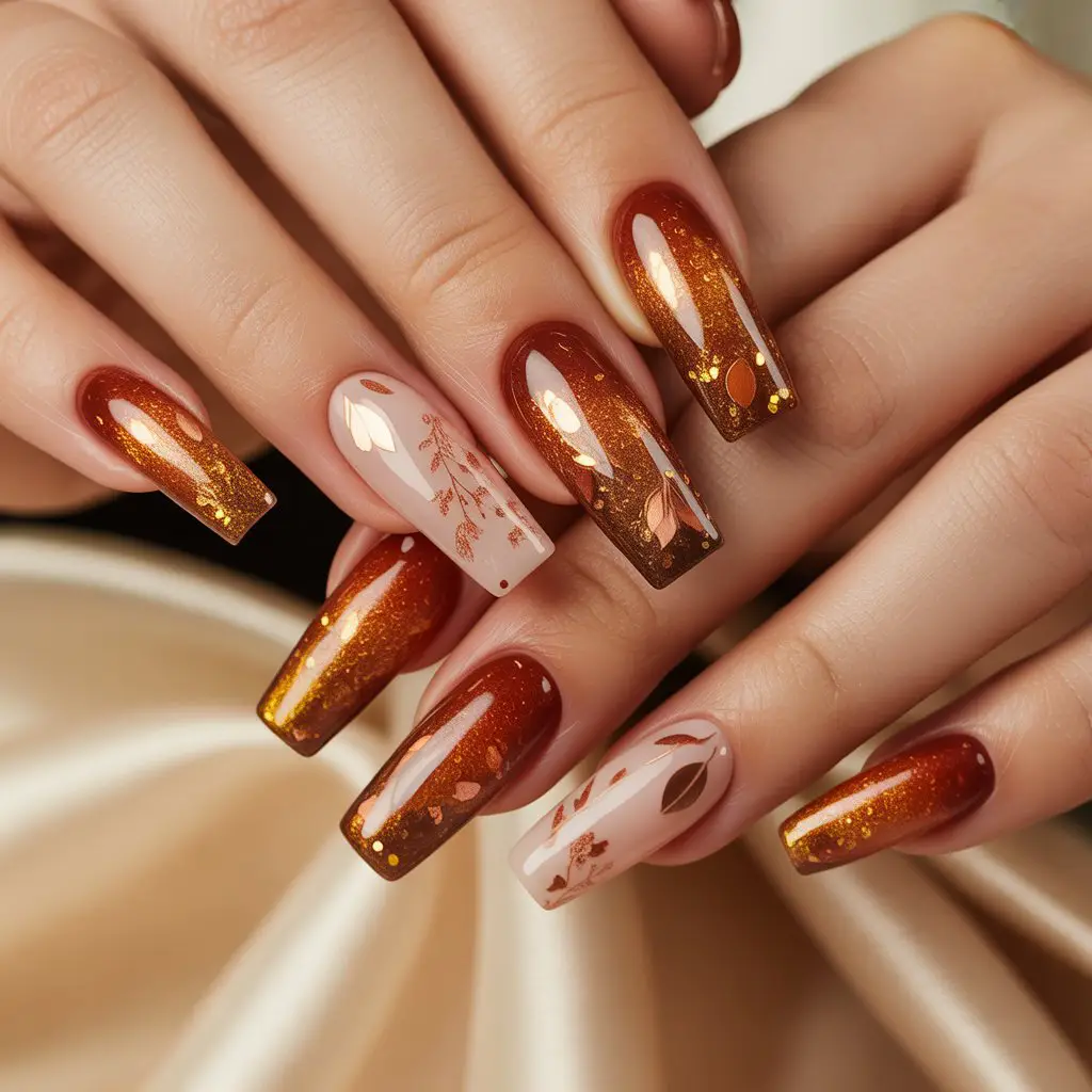 Pumpkin Spice Micro-Shimmer Nails