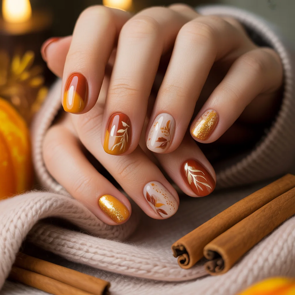 pumpkin tone nails