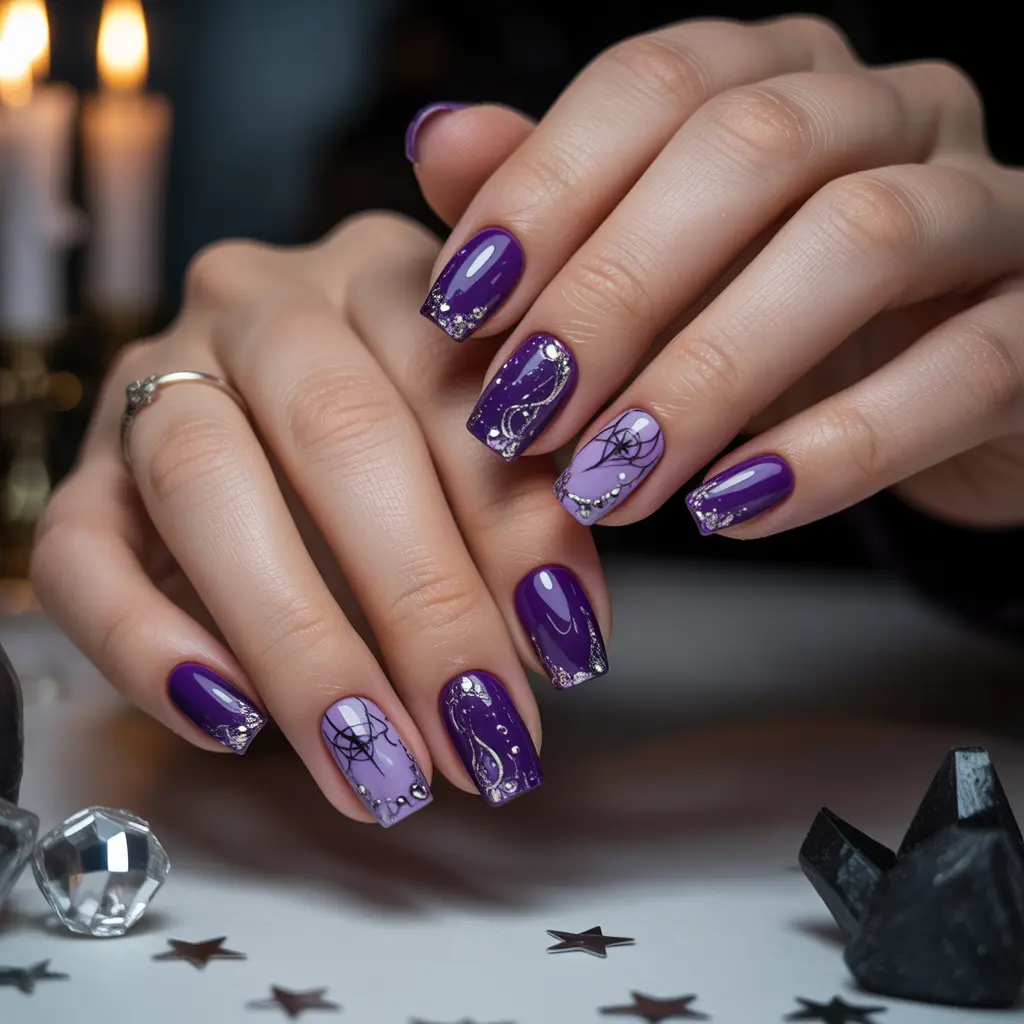 Purple mystical witch nails