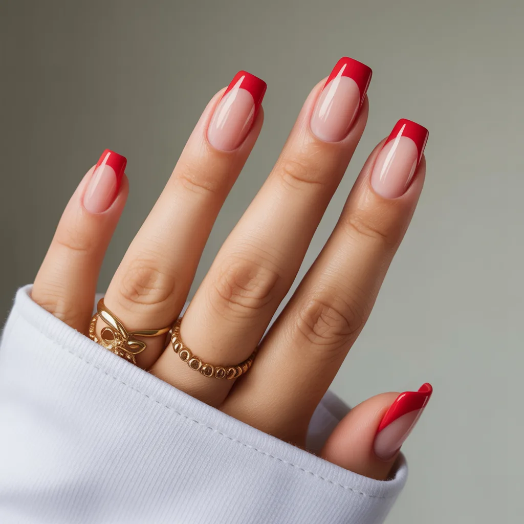 Red French Tips nails