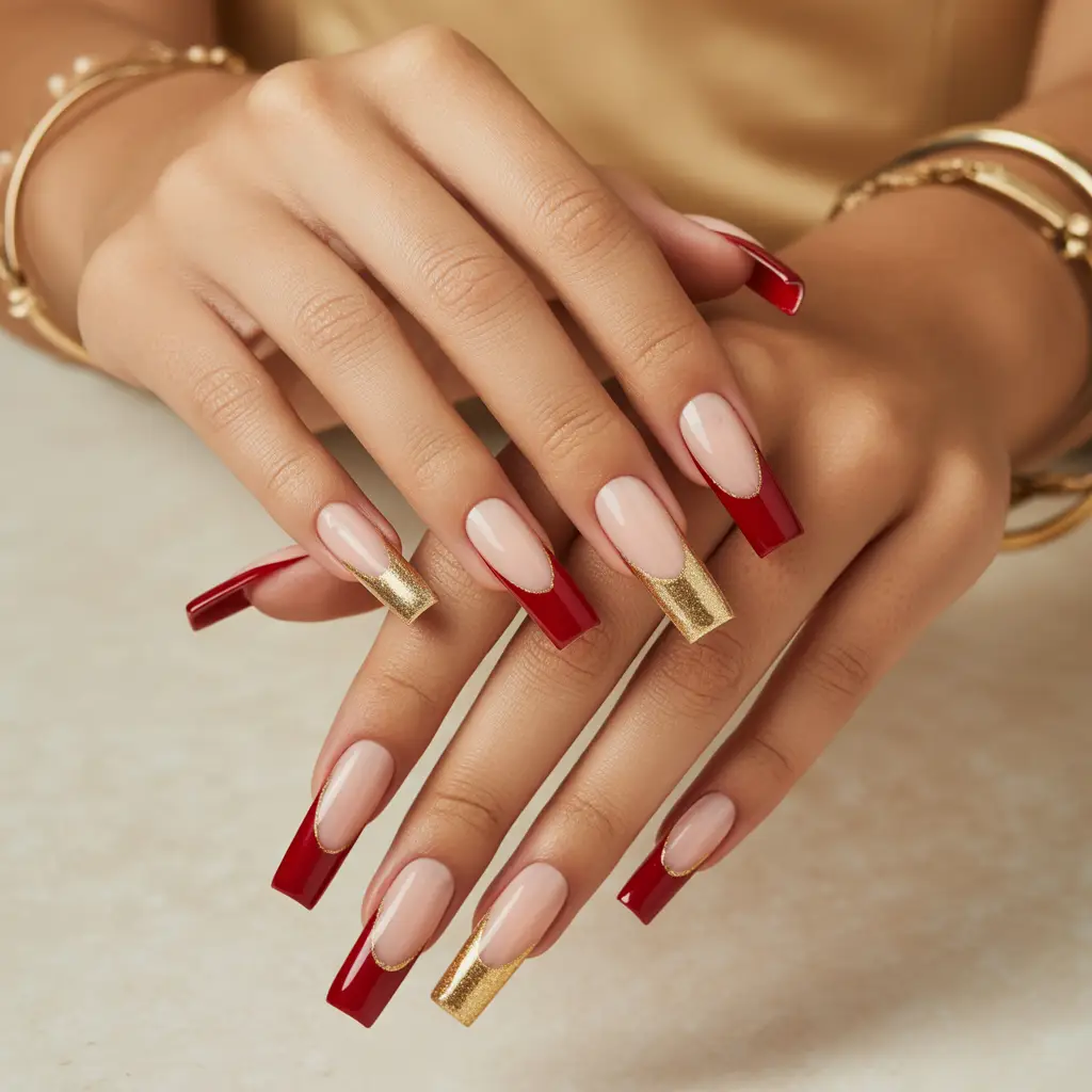 Red & Gold French Tips