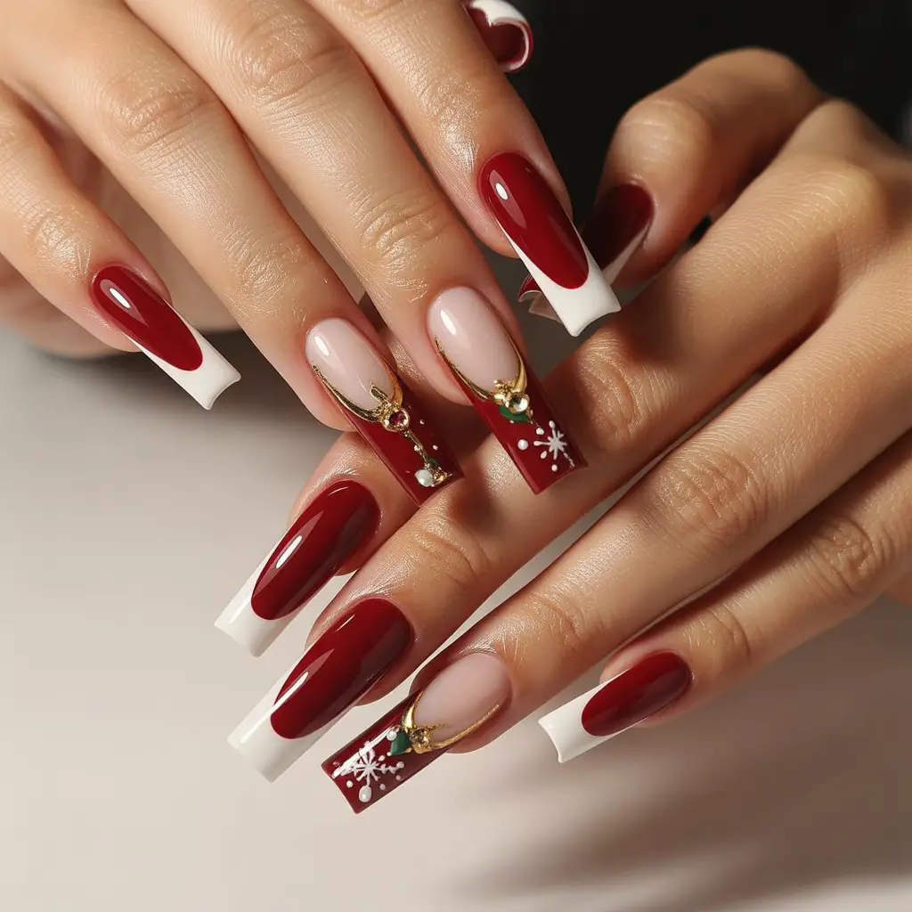 Red Velvet French Tips Nail