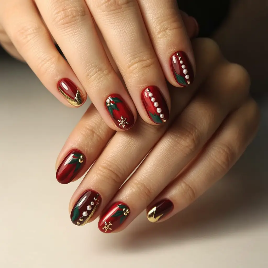 Red Velvet Oval Nails