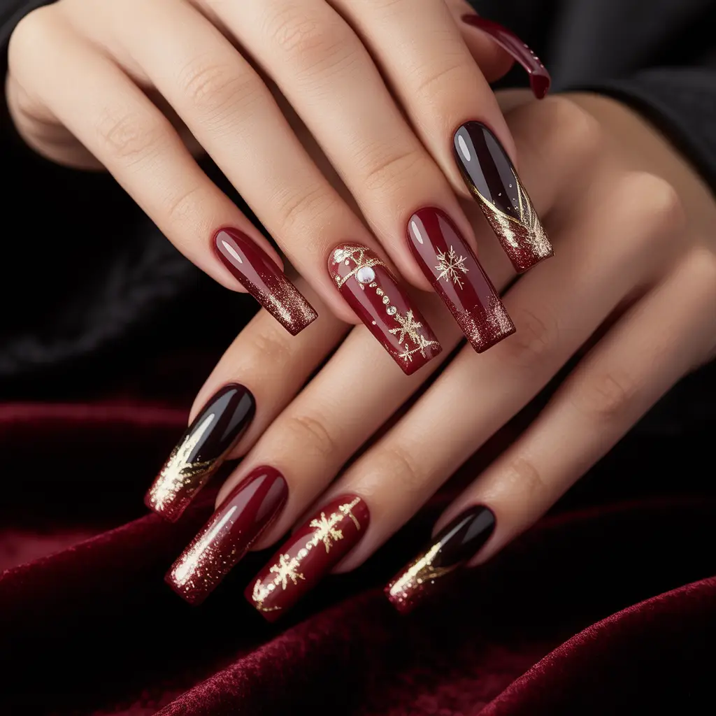 Red Wine Elegance Nails