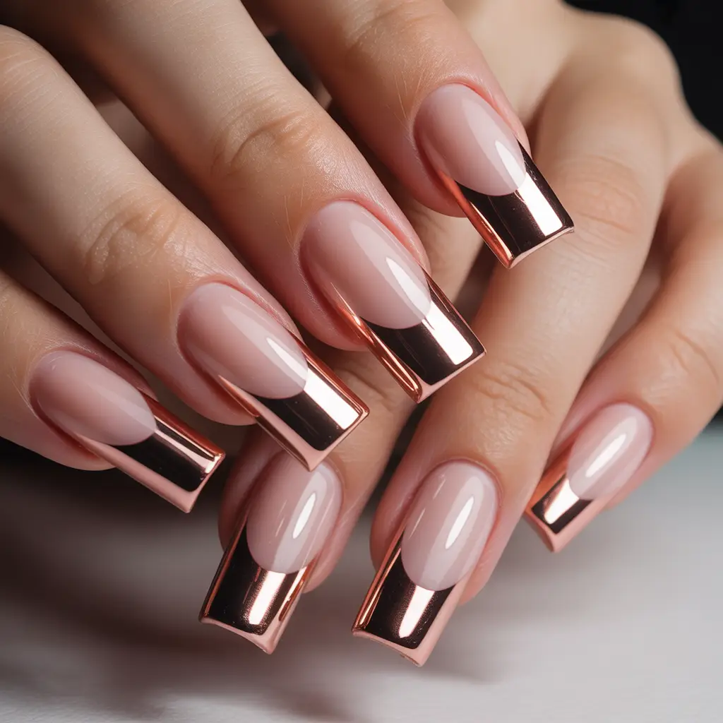 Rose Gold Chrome Tips nail