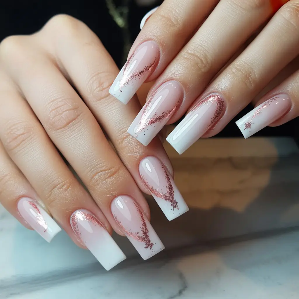 Rose-Gold Spark Arc Nails