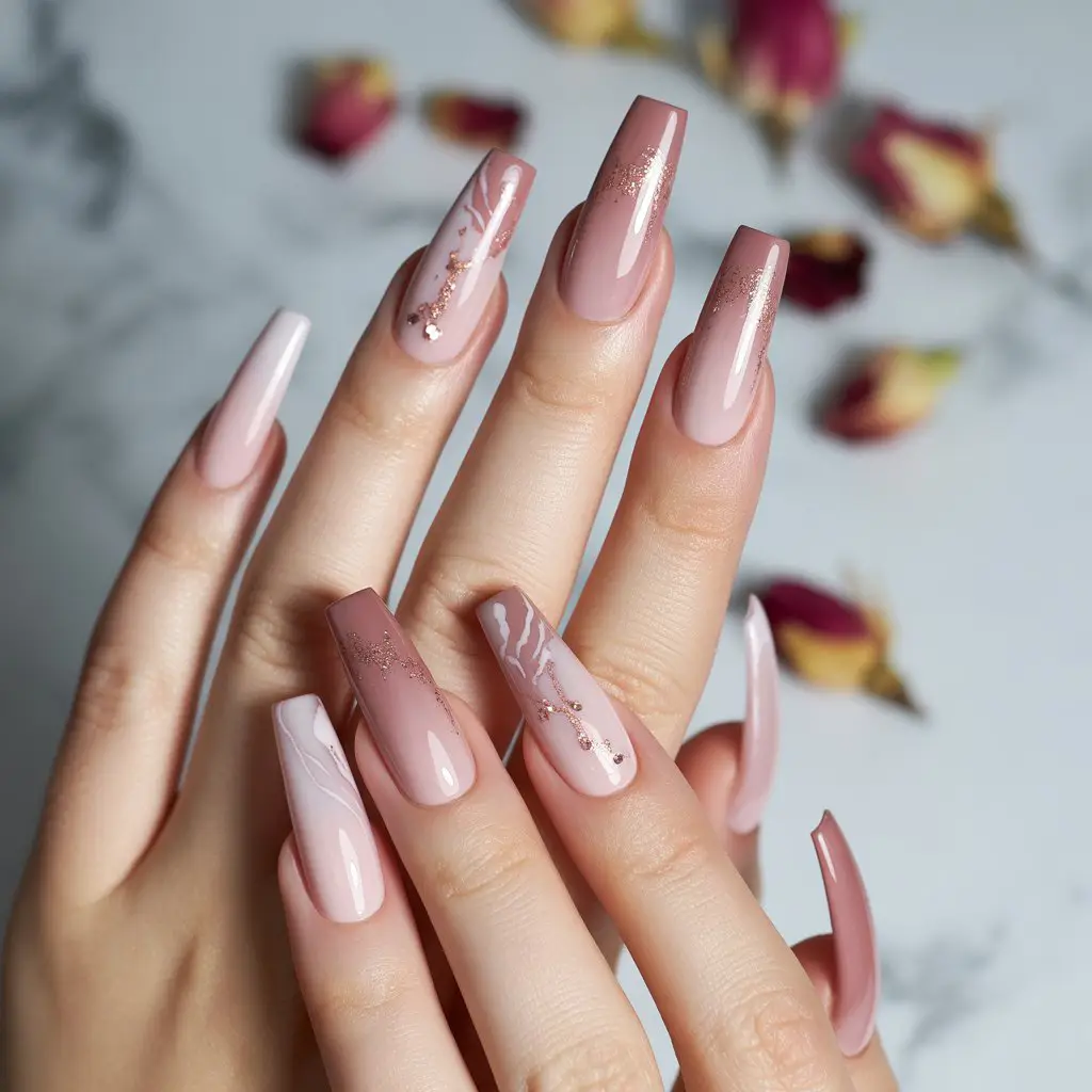 Rose Mist Gradient Nails