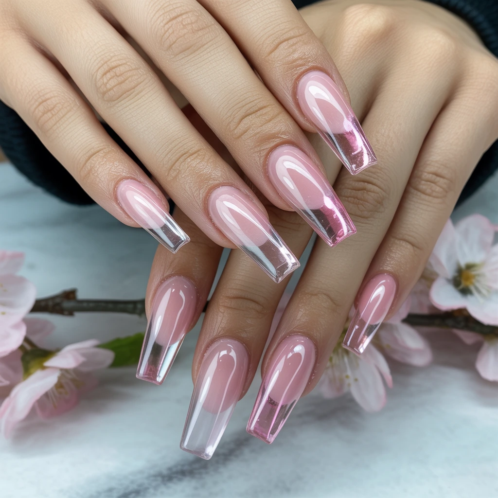 Rose Pink Jelly Nails