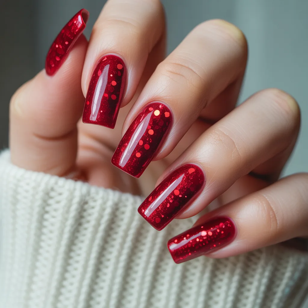 Ruby Glitter Bomb Nails