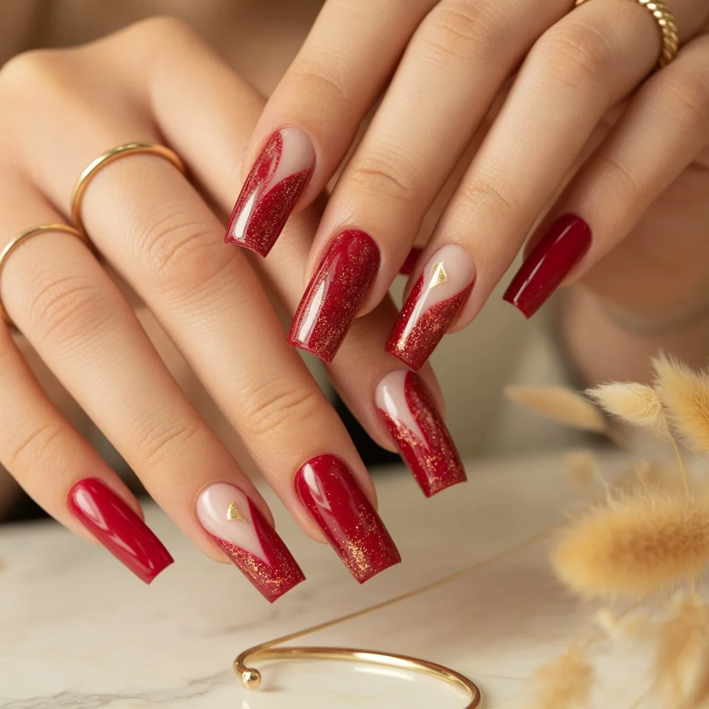 Ruby Sand Texture Nails