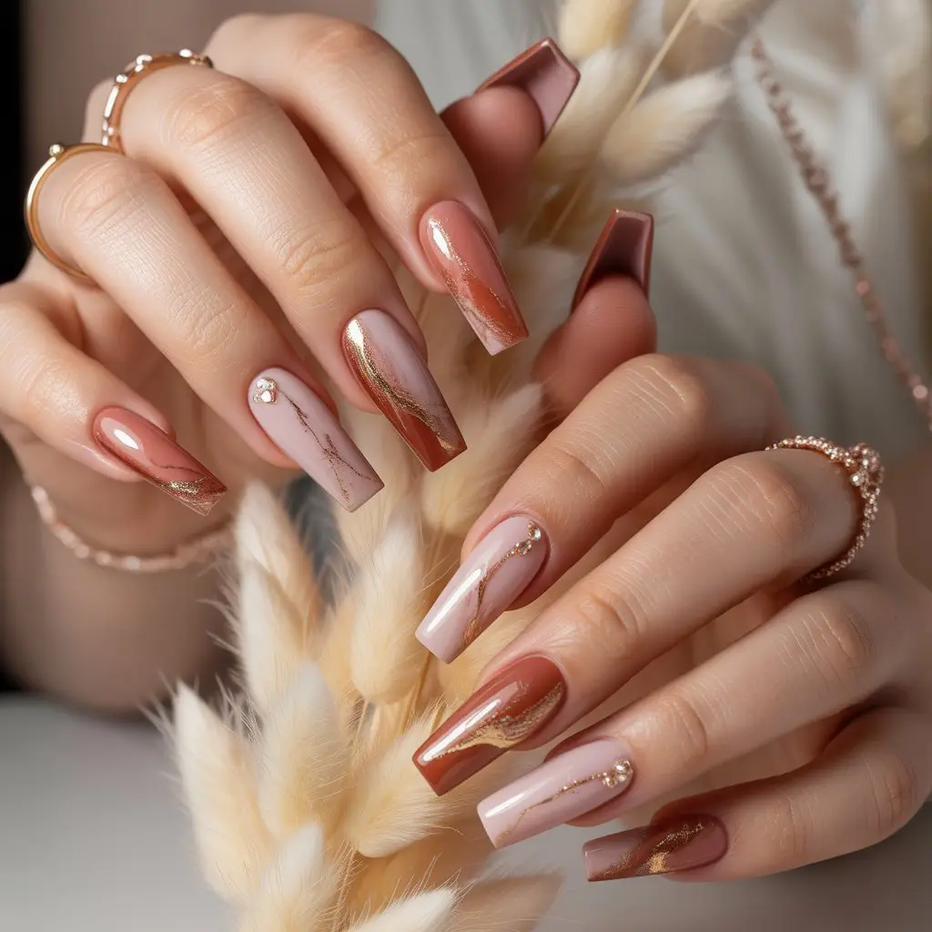 Rusty Rose Quartz Nails