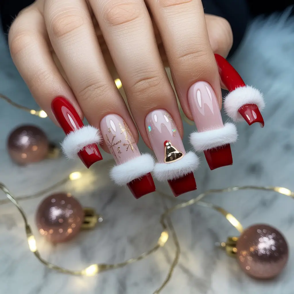 Santa Hat Tip Nails