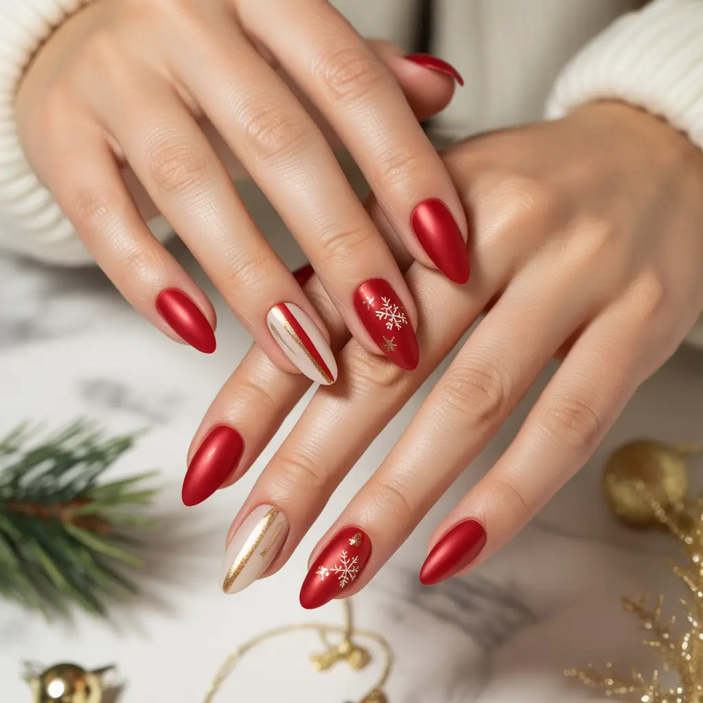Santa Red Matte Nails