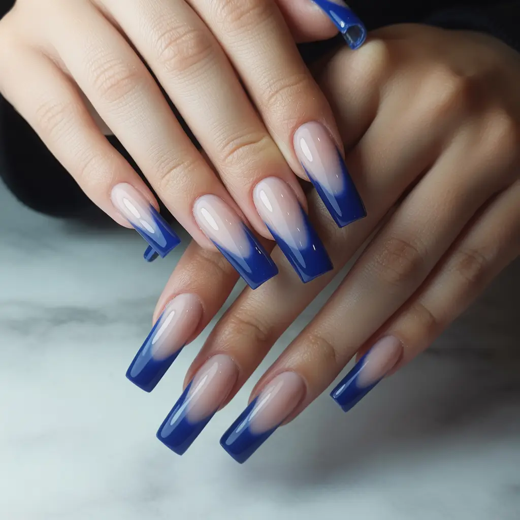 Sapphire French Tips Nails