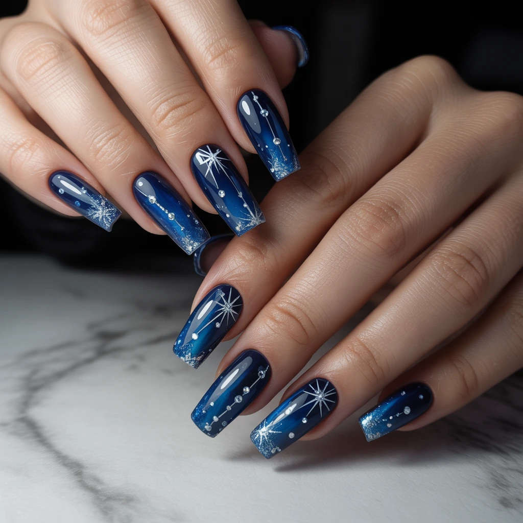 Sapphire Starline Nails